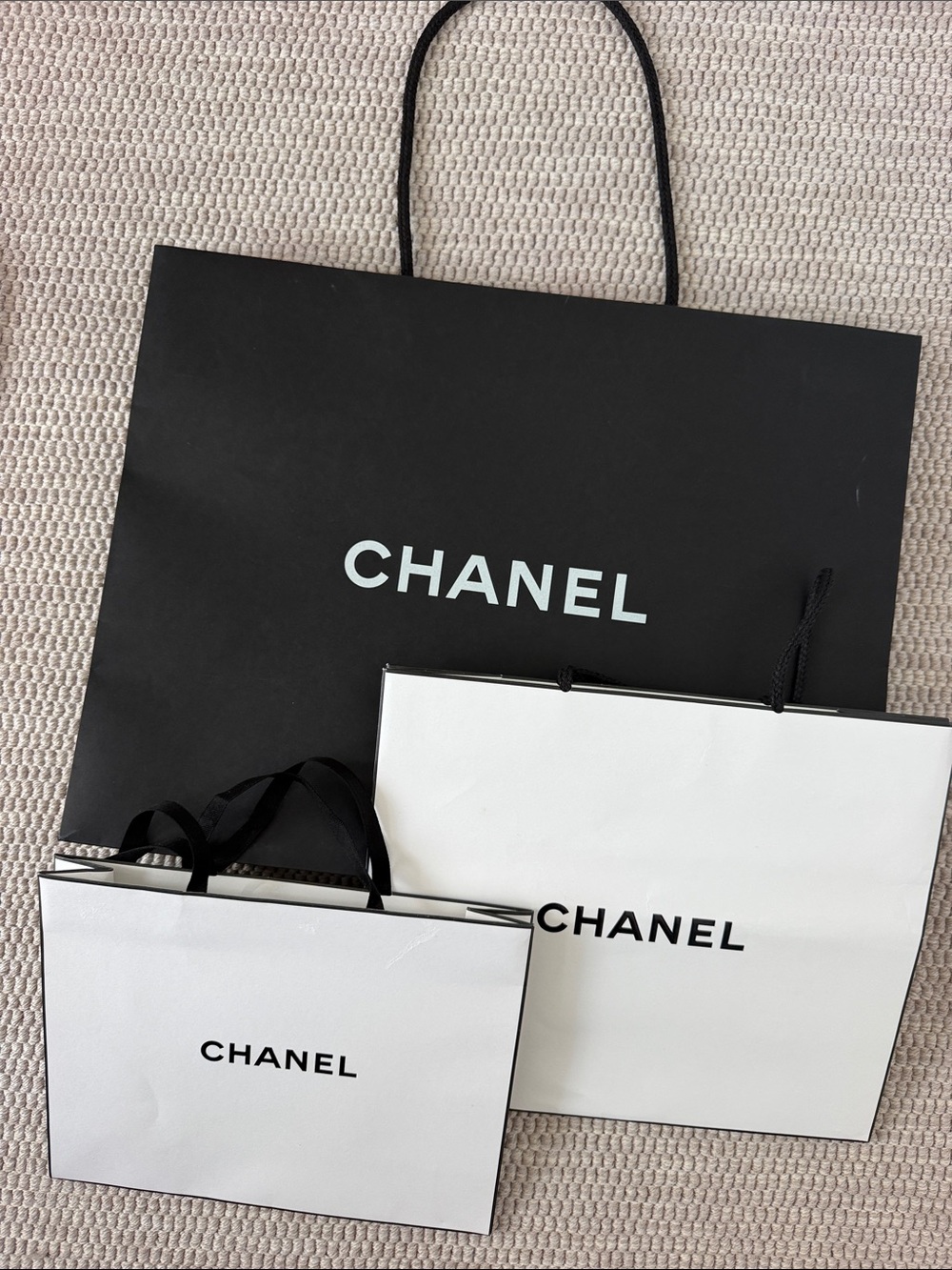 CHANEL Black and White Logo Tote Trio